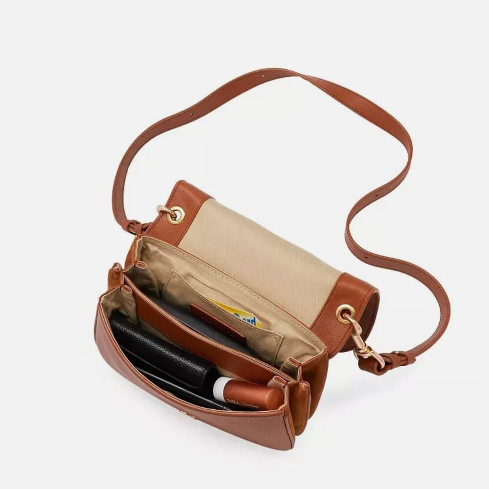See by Chloé Hana Caramello Leather & Suede Saddle Crossbody Bag - Picture 6 of 16